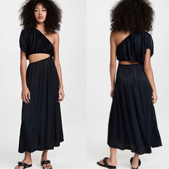 FARM Rio Dresses & Skirts - NWT Farm Rio Black One Shoulder Cut Out Maxi Dress